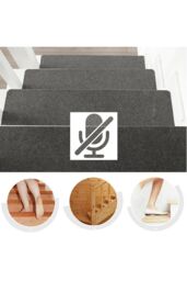 Living and Home 14 Pcs Non-Slip Self-Adhesive Stair Treads Slient (55 x 20 x 0.2cm) in Dark Grey - Size: 55 x 20 x 0.2 cm - thumbnail 4