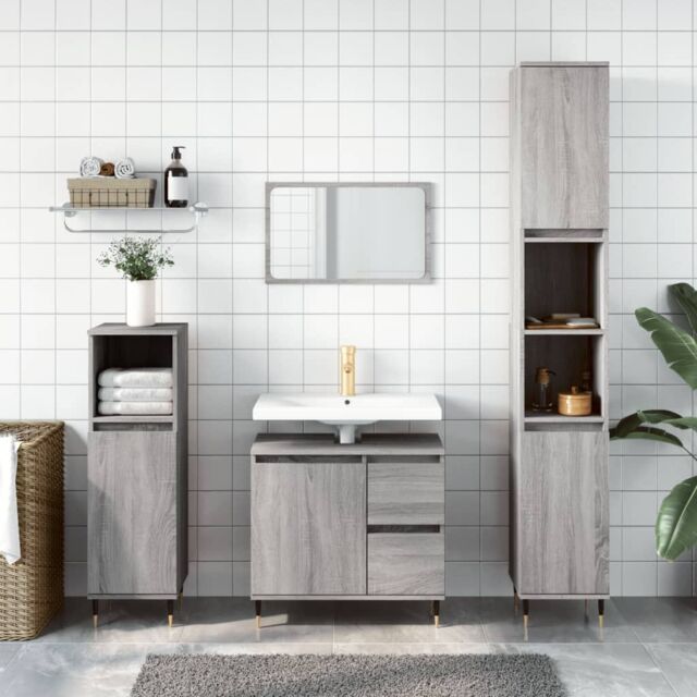 Berkfield Home Bathroom Cabinet Grey Sonoma 65x33x60 cm Engineered Wood - Size: 65 x 33 x 60 cm - image 1