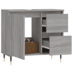 Berkfield Home Bathroom Cabinet Grey Sonoma 65x33x60 cm Engineered Wood - Size: 65 x 33 x 60 cm - thumbnail 3