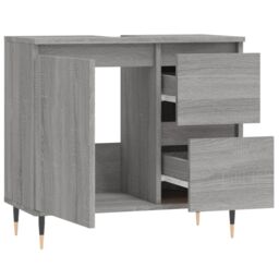 Berkfield Home Bathroom Cabinet Grey Sonoma 65x33x60 cm Engineered Wood - Size: 65 x 33 x 60 cm - thumbnail 4