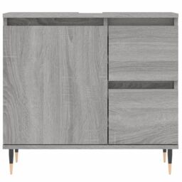 Berkfield Home Bathroom Cabinet Grey Sonoma 65x33x60 cm Engineered Wood - Size: 65 x 33 x 60 cm - thumbnail 5