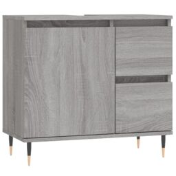 Berkfield Home Bathroom Cabinet Grey Sonoma 65x33x60 cm Engineered Wood - Size: 65 x 33 x 60 cm - thumbnail 2