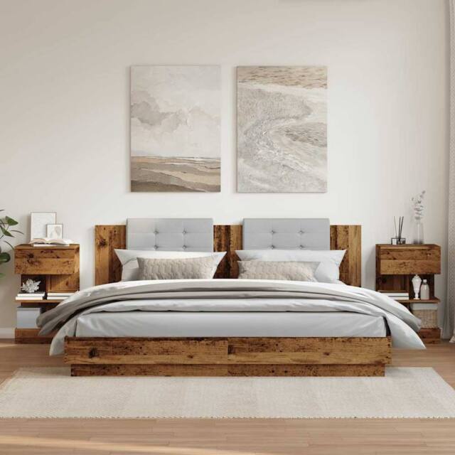 Berkfield Home Elegant Bedside Cabinets 2 pcs Old Wood 40x35x65 cm Engineered Wood in Brown - Size: 40 x 35 x 65 cm - image 1