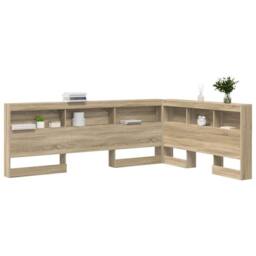 Berkfield Home Storage Headboard with Shelf Sonoma oak 135 cm Engineered wood in Light Tan
