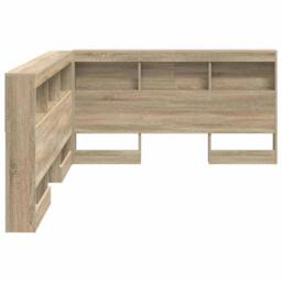 Berkfield Home Storage Headboard with Shelf Sonoma oak 135 cm Engineered wood in Light Tan - thumbnail 7