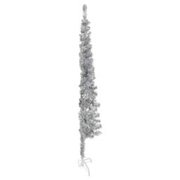 Berkfield Home Slim Artificial Half Christmas Tree with Stand Silver 120 cm - thumbnail 4
