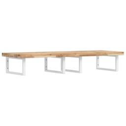 Berkfield Home Basin Shelf Wall Mounted Steel & Solid Wood Acacia in Brown - thumbnail 2