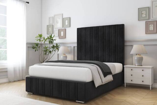 "Comfort Beds Paris Naples Bed Frame With Mattress-50"" Upholstered in Black - Size: Super King" - image 1