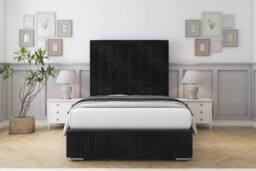 "Comfort Beds Paris Naples Bed Frame With Mattress-50"" Upholstered in Black - Size: Super King" - thumbnail 2