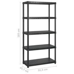 Berkfield Home Storage Shelf 5-Tier Black 183x45.7x185 cm Plastic - thumbnail 5