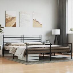 Berkfield Home Metal Bed Frame with Headboard & Footboard Black 200x200 cm - thumbnail 2