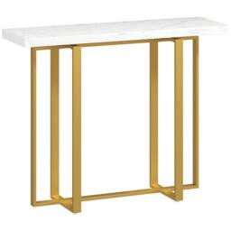 Wyld Haus Larose Narrow Console Table 100 x 30cm White Faux Marble Top - Size: 100 x 30 cm - thumbnail 2
