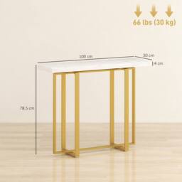 Wyld Haus Larose Narrow Console Table 100 x 30cm White Faux Marble Top - Size: 100 x 30 cm - thumbnail 4