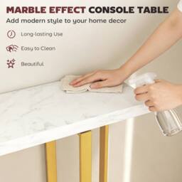 Wyld Haus Larose Narrow Console Table 100 x 30cm White Faux Marble Top - Size: 100 x 30 cm - thumbnail 5