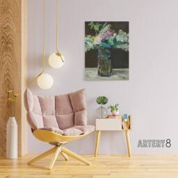 "Artery8 Vase of White Lilacs & Roses Manet Vintage Canvas Wall Art - Size: W18"" x H24""" - thumbnail 3
