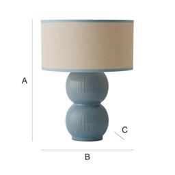 ValueLights Gemma Linen with Trim Drum Lamp Shade Stacked Ribbed Glazed Table Lamp in Pale Green - thumbnail 7