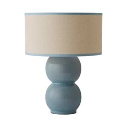 ValueLights Gemma Linen with Trim Drum Lamp Shade Stacked Ribbed Glazed Table Lamp in Pale Green - thumbnail 6