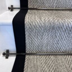 RainbowHome Herringbone New England Grey Stair Runner with Black Cotton Border - Size: 55 cm x 700 cm - thumbnail 2