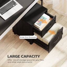 HOMCOM Roll File Cabinet with Drawer, Organiser Letter Size, Black - thumbnail 4