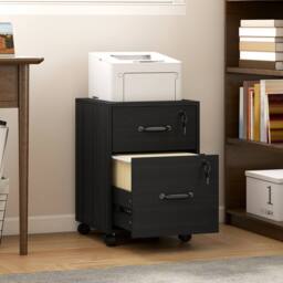 HOMCOM Roll File Cabinet with Drawer, Organiser Letter Size, Black