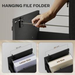 HOMCOM Roll File Cabinet with Drawer, Organiser Letter Size, Black - thumbnail 5