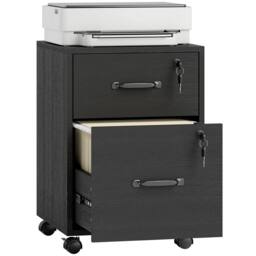 HOMCOM Roll File Cabinet with Drawer, Organiser Letter Size, Black - thumbnail 2