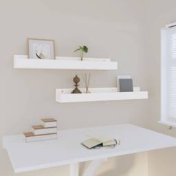 Berkfield Home Beautiful Wall Shelves 2 pcs White 80x12x9 cm Solid Wood Pine - Size: 80 x 12 x 9 cm - thumbnail 6