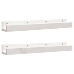 Berkfield Home Beautiful Wall Shelves 2 pcs White 80x12x9 cm Solid Wood Pine - Size: 80 x 12 x 9 cm - thumbnail 3