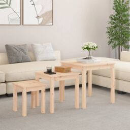 Berkfield Home Nesting Tables 3 pcs Solid Wood Pine in Brown