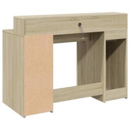 Berkfield Home Soft Desk with LED Lights Sonoma Oak 120x55x91 cm Engineered Wood in Light Brown - Size: 120 x 55 x 91 cm - thumbnail 8