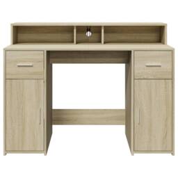Berkfield Home Soft Desk with LED Lights Sonoma Oak 120x55x91 cm Engineered Wood in Light Brown - Size: 120 x 55 x 91 cm - thumbnail 6