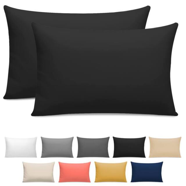 Grace 100% Egyptian Cotton Pack of 2 Pillowcases with Envelope Closure in Black - Size: Standard Pillow Case - image 1