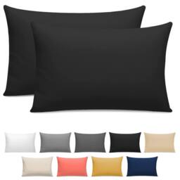 Grace 100% Egyptian Cotton Pack of 2 Pillowcases with Envelope Closure in Black - Size: Standard Pillow Case - thumbnail 1