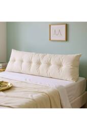 Living and Home Multifunctional Washable Wedge Headboard Pillow with Side Pocket in Beige - Size: Large - thumbnail 3