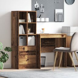 Berkfield Home Desk with Storage Old Wood Engineered Wood in Blue - thumbnail 1