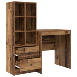 Berkfield Home Desk with Storage Old Wood Engineered Wood in Blue - thumbnail 6
