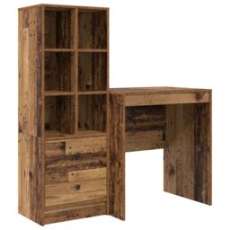 Berkfield Home Desk with Storage Old Wood Engineered Wood in Blue - thumbnail 2
