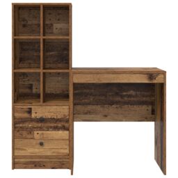 Berkfield Home Desk with Storage Old Wood Engineered Wood in Blue - thumbnail 7