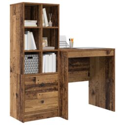 Berkfield Home Desk with Storage Old Wood Engineered Wood in Blue - thumbnail 3