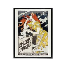 "Artery8 L Marquet Ink Art Nouveau Advert Grasset Framed Canvas Wall Art Print in White - Size: W12"" x H16""" - thumbnail 1