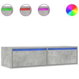 Berkfield Home TV Cabinet with LED Lights Concrete Grey 100X35.5x25 cm - thumbnail 3