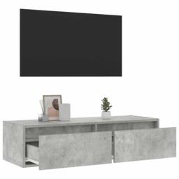 Berkfield Home TV Cabinet with LED Lights Concrete Grey 100X35.5x25 cm - thumbnail 5