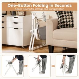 Gymax Foldable High Chair Easy Clean Compact Highchair With Tray in Light Grey - thumbnail 3