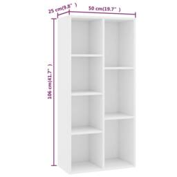 Berkfield Home Book Cabinet White 50x25x106 cm Engineered Wood - Size: 50 x 25 x 106 cm - thumbnail 6