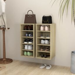 Berkfield Home Shoe Cabinets 2 pcs Sonoma Oak 31.5x35x70 cm Engineered Wood in Brown - thumbnail 1