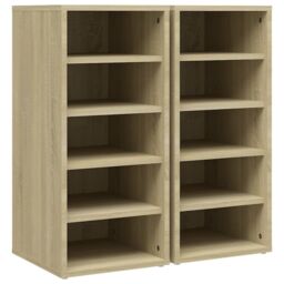 Berkfield Home Shoe Cabinets 2 pcs Sonoma Oak 31.5x35x70 cm Engineered Wood in Brown - thumbnail 2