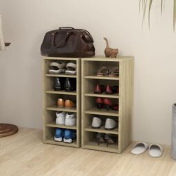 Berkfield Home Shoe Cabinets 2 pcs Sonoma Oak 31.5x35x70 cm Engineered Wood in Brown - thumbnail 3