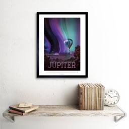 "Wee Blue Coo NASA Space Travel Advert Jupiter Home Decor 12x16"" Framed Art Print in Purple - Size: W12"" x H16""" - thumbnail 2