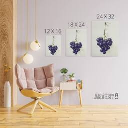 "Artery8 Bunch of Blue Grapes Oil Jean Bernard Vintage Canvas Wall Art in White - Size: W18"" x H24""" - thumbnail 4