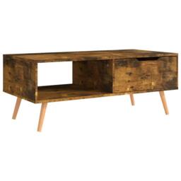 Berkfield Home Coffee Table Smoked Oak 100x49.5x43 cm Engineered Wood in Brown - thumbnail 1